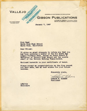 Letter from Luther E. Gibson